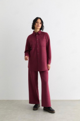 56059 ÖNDEN ÇITÇIT DÜĞMELİ ÇİFT CEPLİ PANTOLONUN BELİ LASTİKLİ SÜET TAKIM #10-25#