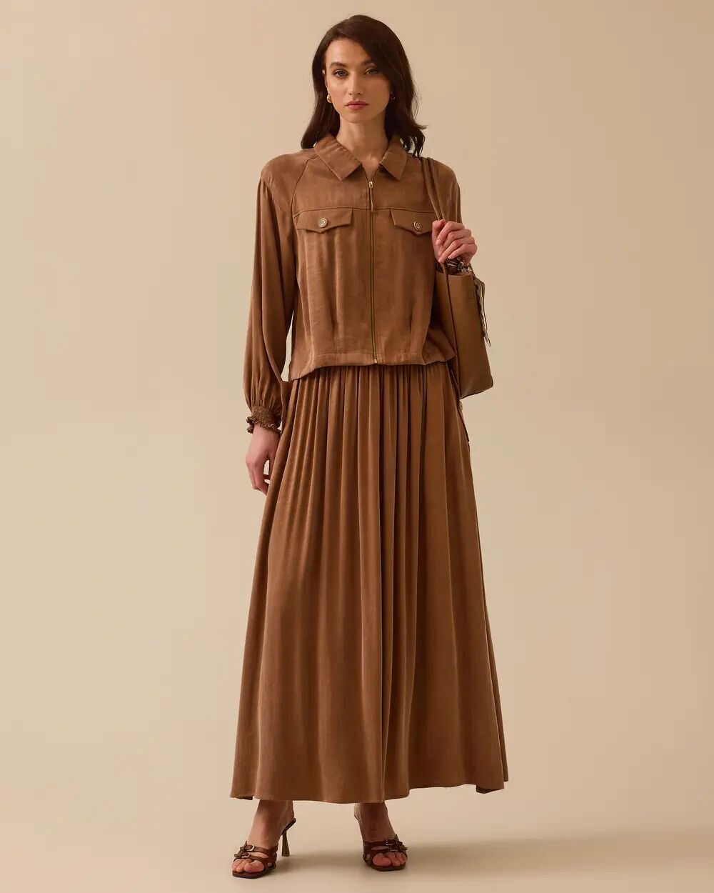 1012 GÜNLÜK CEKET ÖNÜ FERMUARLI KOL UCU LASTİKLİ ÖNDEN CEP DETAYLI ARKASI LASTİK DETAYLI KUPRA KUMAŞ GÜNLÜK CEKET #03-25#