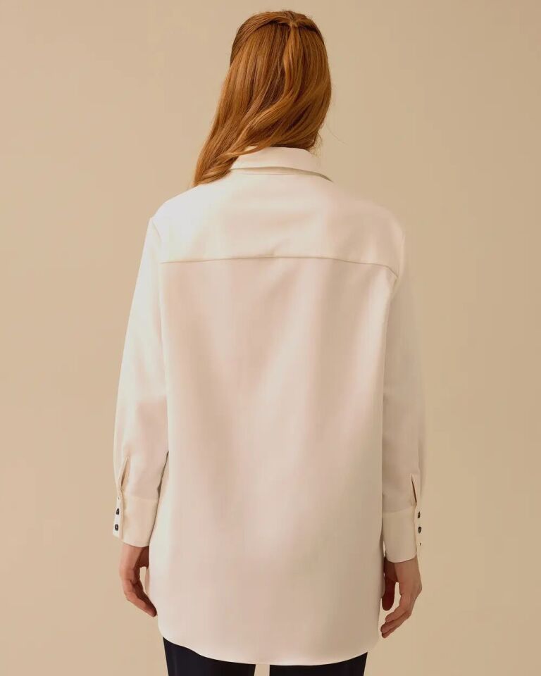 1014 OMZU NAKIŞ DETAYLI ÖNÜ DÜĞMELİ GÜNLÜK GÖMLEK #03-25#