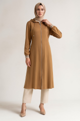 65008 KAPİŞONLU ÖNDEN FERMUARLI KOL UCU LASTİKLİ KAP #10-25#