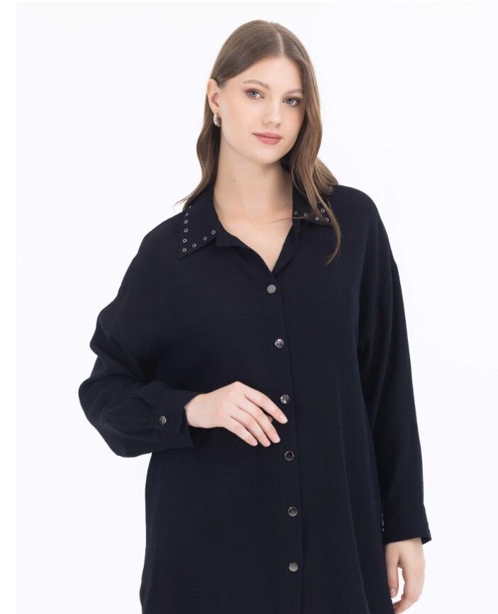 1007 ÖNÜ ÇIT ÇIT DÜĞMELİ YAKA DEMİR DETAYLI BÜYÜK BEDEN CEKET QYS GÜNLÜK CEKEKT 232401007 #23-04#