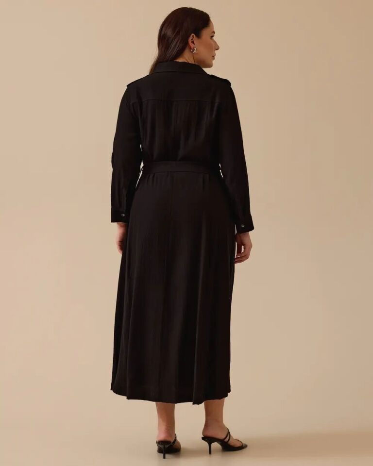 4004 ÖNÜ BOYDAN DÜĞMELİ GÖĞSÜ CEPLİ BELİ KUŞAKLI KOLU MANŞETLİ GÜNLÜK ELBİSE #03-25#