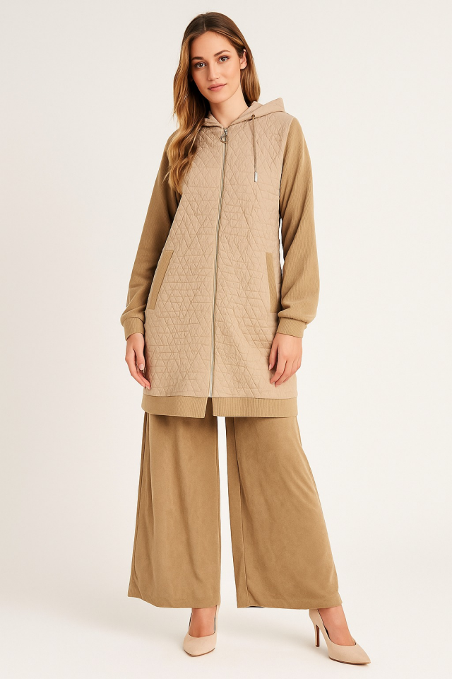 56095 KAPİŞONLU KOLLARI FİTİLLİ ALT KISMI KAPİTONELİ FİTİLLİ TAKIM #10-25#