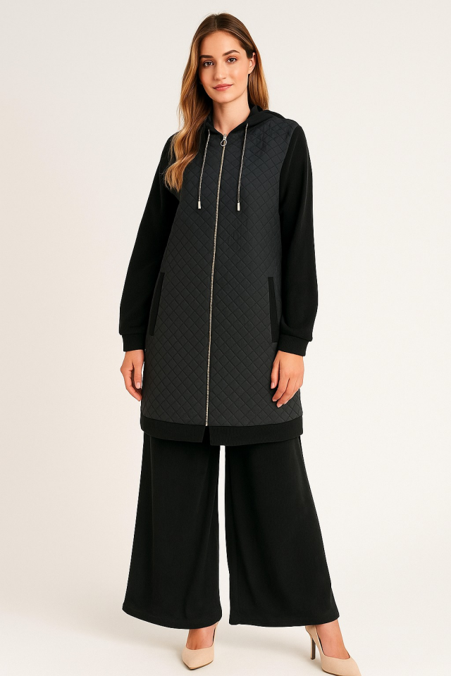 56095 KAPİŞONLU KOLLARI FİTİLLİ ALT KISMI KAPİTONELİ FİTİLLİ TAKIM #10-25#