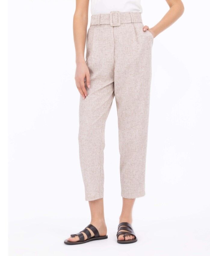 1033 GÜNLÜK PANTOLON BELİ KEMERLİ ÖNÜ DÜĞMELİ CEPLİ PANTOLON QYS GÜNLÜK PANTOLON 232001033 #23-043