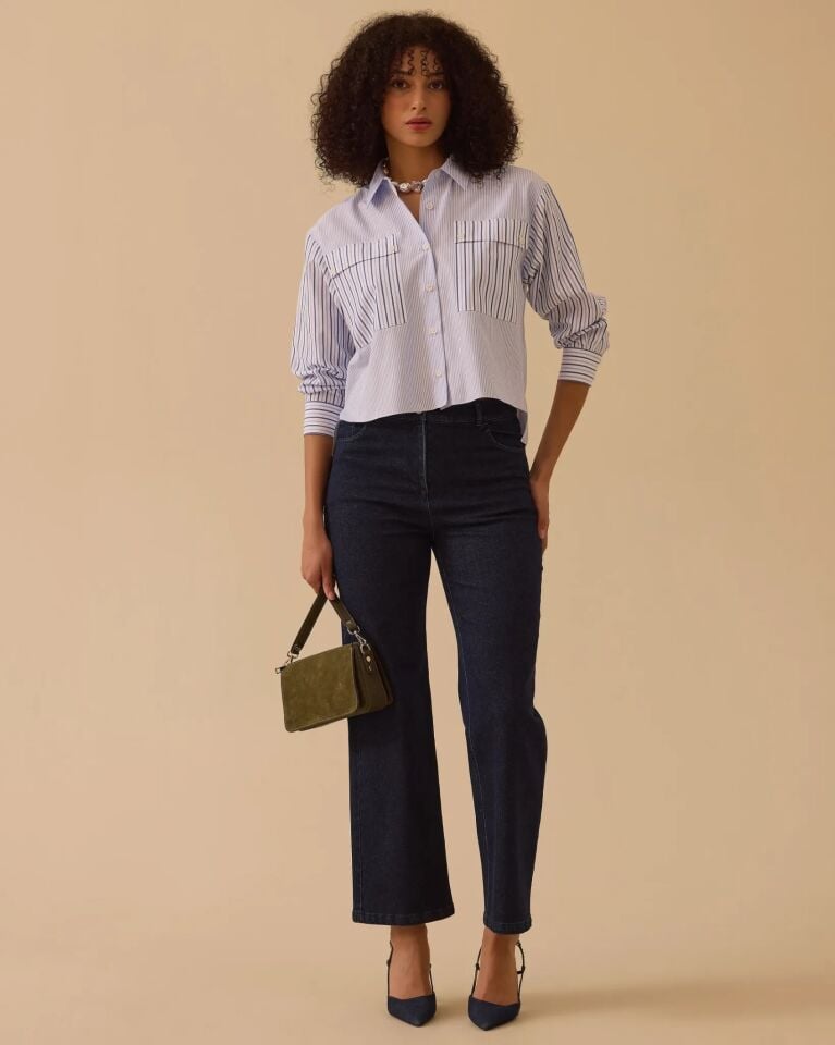 10023 ÇİZGİLİ KOTON GÖMLEK #26#