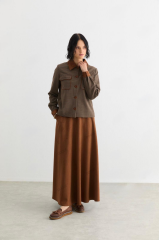 56068 ÖNDEN DÜĞMELİ ÇİFT CEPLİ ETEĞİ CEPLİ SÜET ETEKLİ TAKIM #10-25#