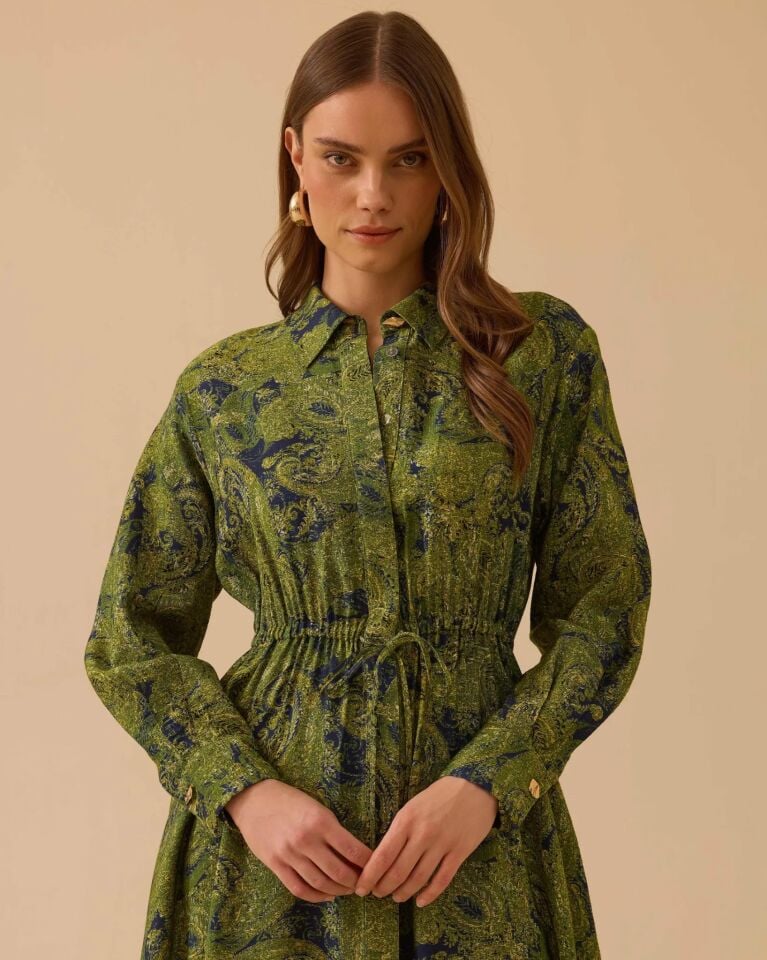 1012 DESENLİ BEL BAĞCIKLI ELBİSE #26#