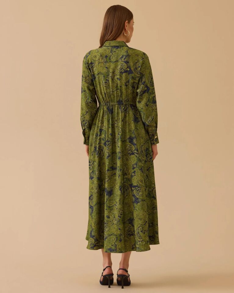 1012 DESENLİ BEL BAĞCIKLI ELBİSE #26#