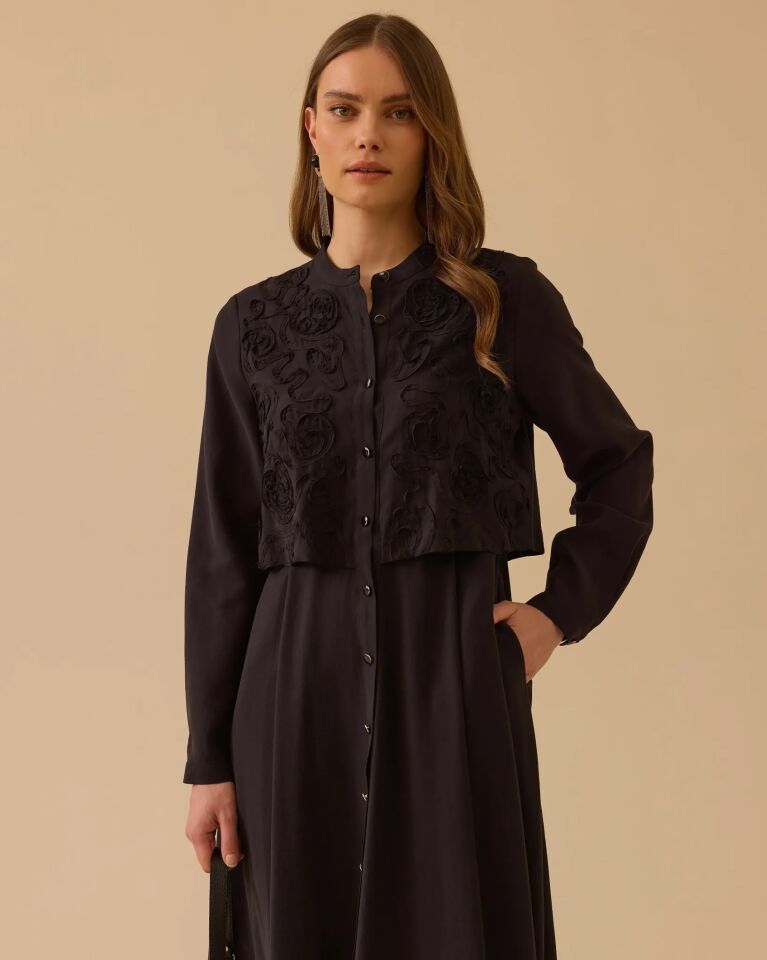 1009 KATMANLI NAKIŞ DETAYLI ELBİSE #26#