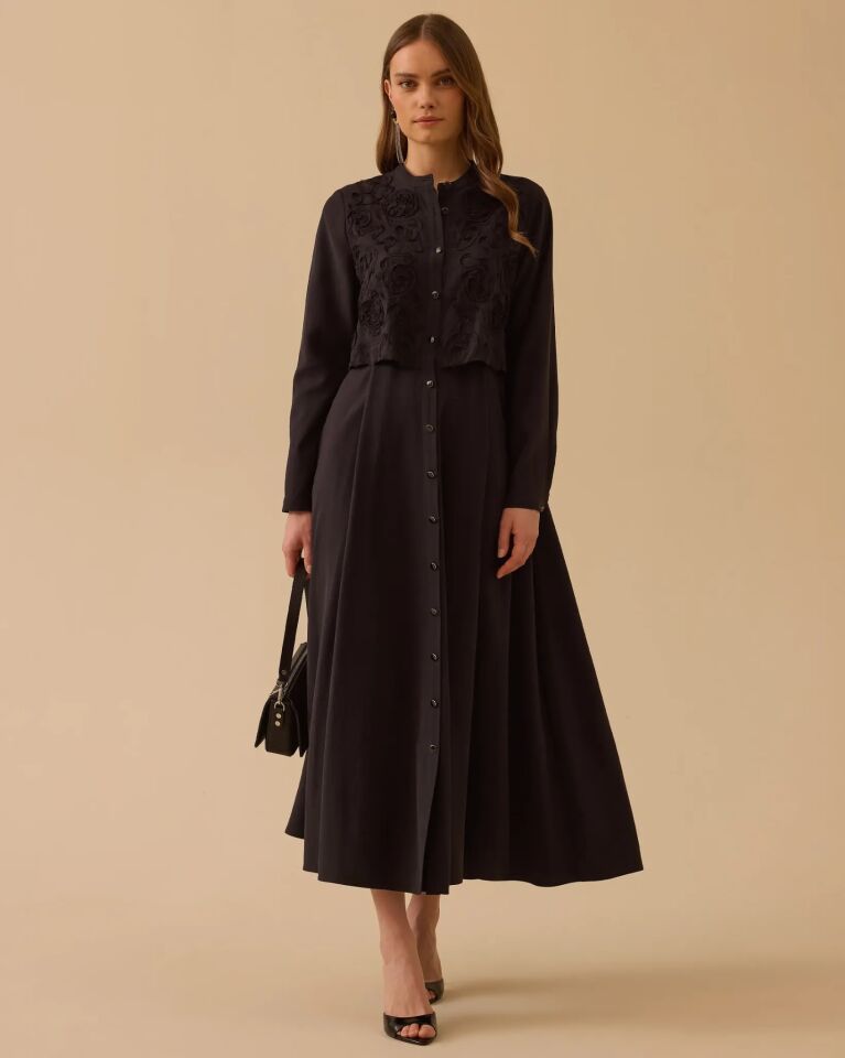 1009 KATMANLI NAKIŞ DETAYLI ELBİSE #26#