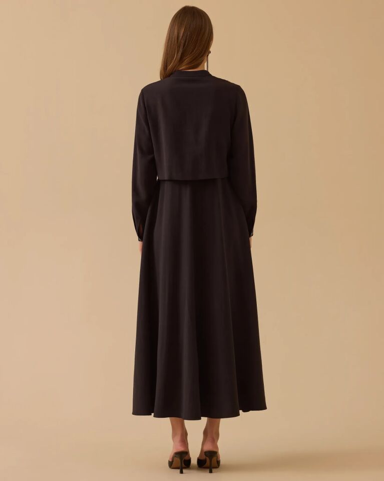 1009 KATMANLI NAKIŞ DETAYLI ELBİSE #26#