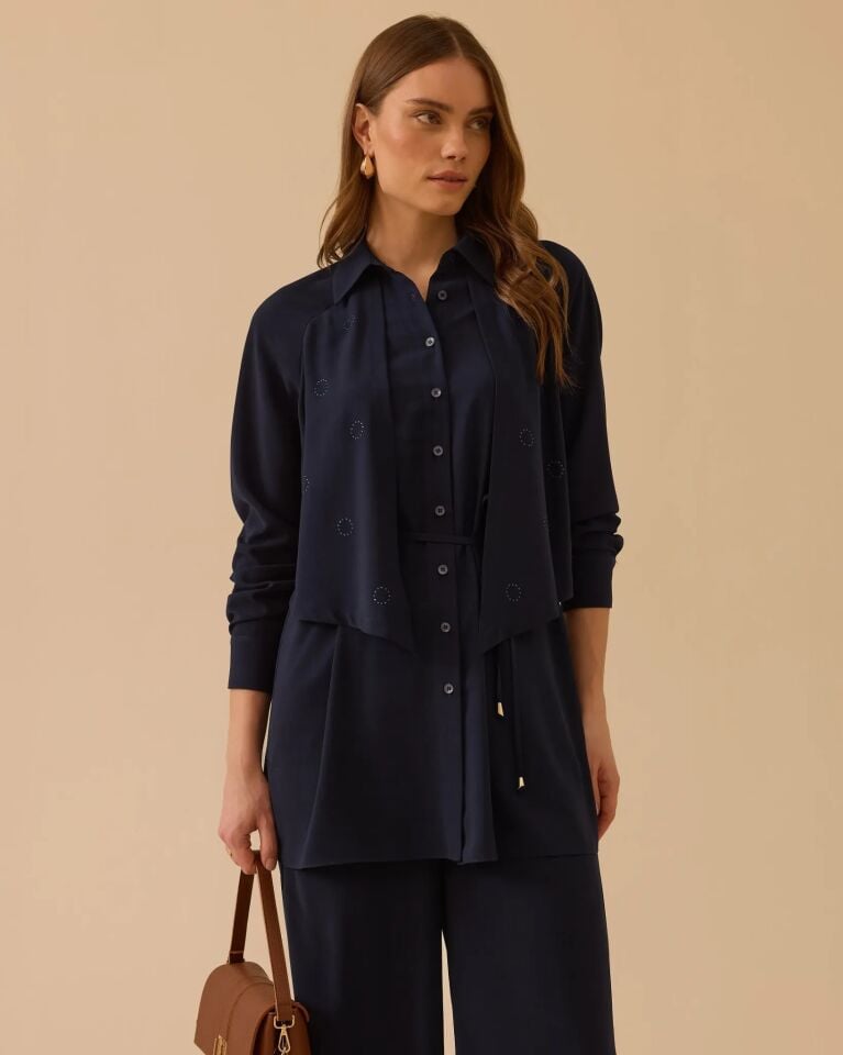 1011 KATMANLI BAĞLAMALI DETAYLI TUNİK #26#