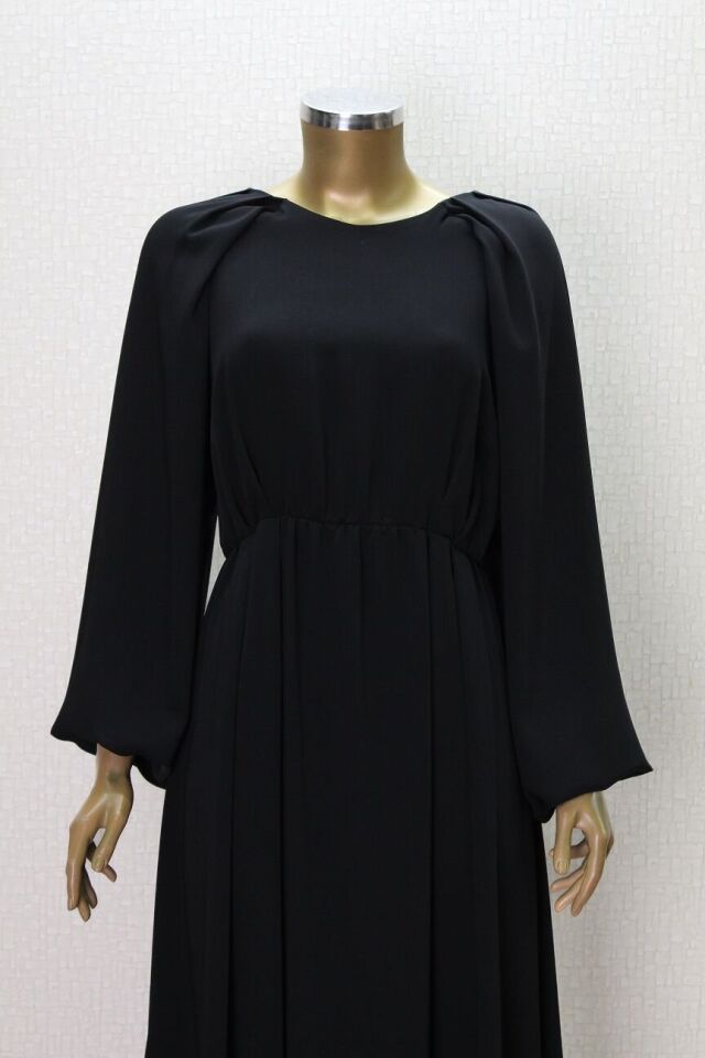 2763 OMUZ PİLE DETAYLI SIFIR YAKA BALON KOL BELİ LASTİKLİ ABİYE ELBİSE QYS ABİYE ELİBSE 2673 #23-043