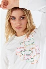6053 İPEKSİ GÖĞÜS KISMI OMUZA KADAR NAKIŞLI SWEAT QYS SWEAT 6053 #23-05#