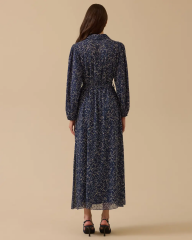 1002 KOL UCU LASTİKLİ BOYDAN DÜĞMELİ GÖMLEK YAKA GÜNLÜK ELBİSE  10002521311002 #10-25#