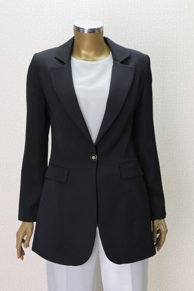 1154 TEK DÜĞMELİ KLASİK BLAZER CEKET QYS CEKET 1154 #23-06# 38 - SİYAH