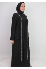 4447 ABİYE ELBİSE ÖNÜ VE ARKASI BOYDAN PUL İŞLEMELİ OMUZDAN BİLEĞE KADAR ÖTREN PUL İŞLEMELİ A KESİM TASARIM ABİYE ELBİSE #24-010