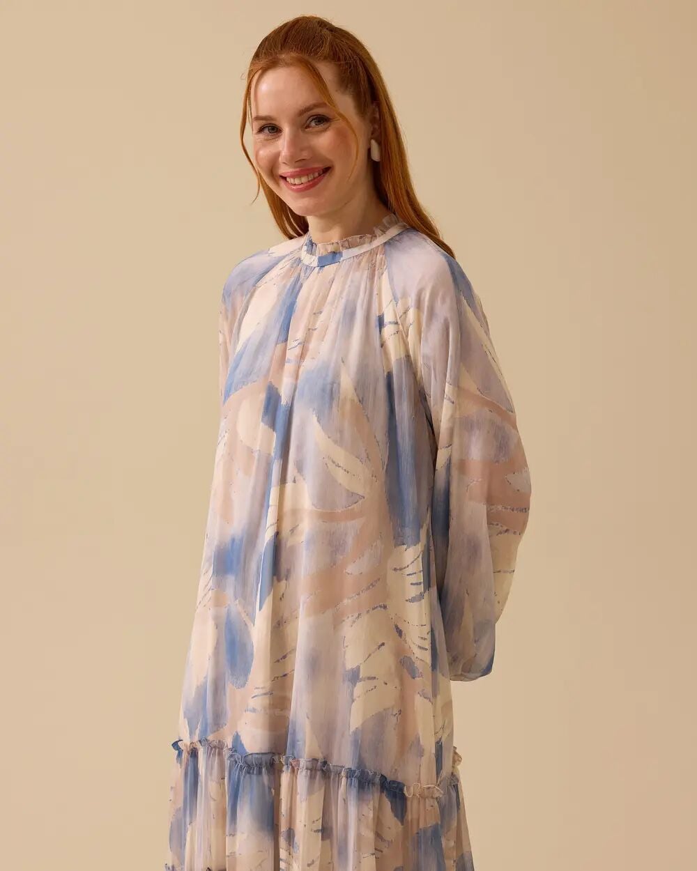 1037 SIFIR YAKA YAKASI PİLELİ BALON KOL KOL UCU LASTİKLİ ETEĞİN UCU KAT DETAYLI ELBİSE #03-25#