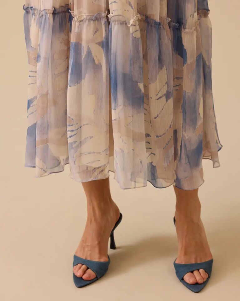 1037 SIFIR YAKA YAKASI PİLELİ BALON KOL KOL UCU LASTİKLİ ETEĞİN UCU KAT DETAYLI ELBİSE #03-25#