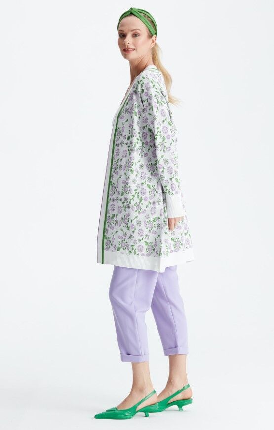 21161 ÇİÇEK DESENLİ  RAYON HIRKA