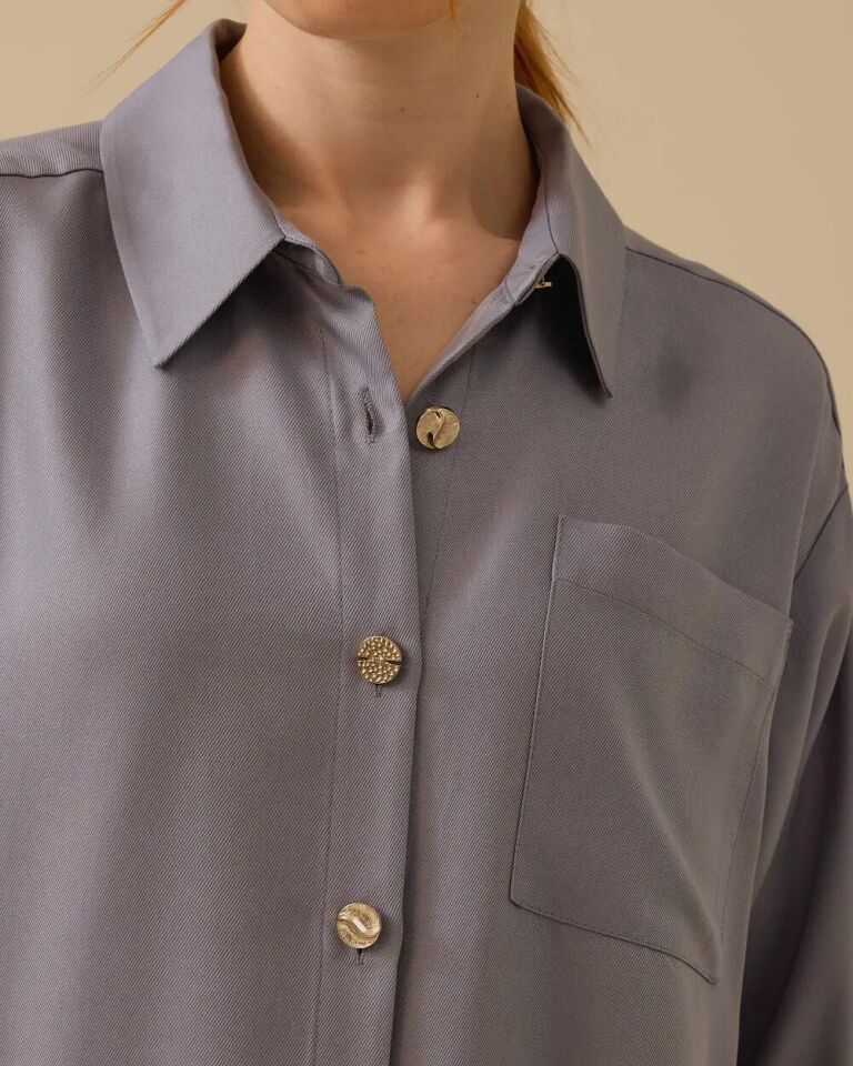 1004 ÖNÜ DÜĞMELİ GÖĞSÜ CEP DETAYLI KOLU MANŞETLİ ŞIK GÖMLEK #03-25#