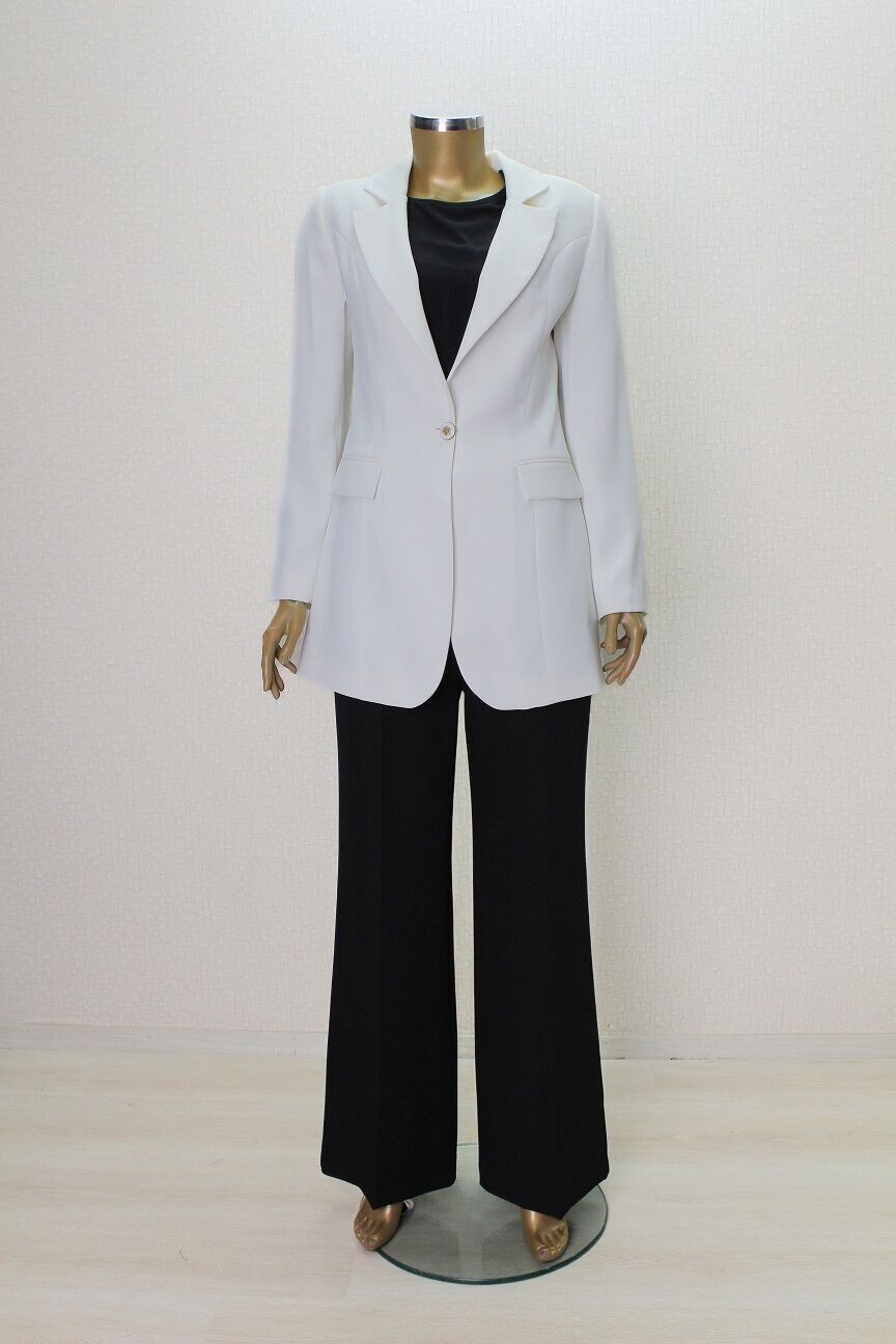 1154 TEK DÜĞMELİ KLASİK BLAZER CEKET QYS CEKET 1154 #23-06# 40 - BEYAZ